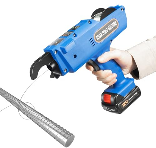 Elektrische Rebar Bindemaschine 8-34mm Automatische Drahtbindemaschine Handheld-Elektrobindegeräte Drahtbindegerät Bewehrungsbindegerät Bewehrung Bindewerkzeug mit 2 Akku (Blau)