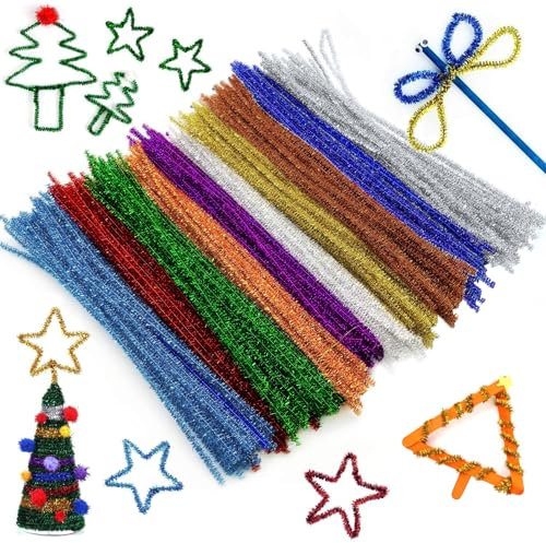 DINGFENG 300 Skt Pfeifenputzer Bunt zum Basteln 10 Farben Pfeifenreiniger Biegeplüsch Basteldraht 30cm Pfeifenreiniger Chenilledraht Pfeiffendraht für Kreative DIY-Projekte und Basteldeko für Kinder