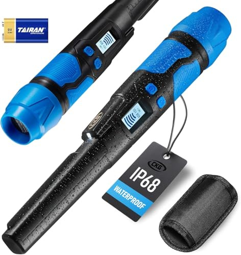 CKG Metal Detector Pinpointer 360° Detection, Professional Metal Detector Wand for Adults with LCD Screen & 3 Alert Modes, Fully Waterproof IP68, Color Blue