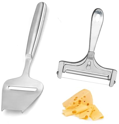 Gsrhzd Käsehobel, Käseschneider, 2 Stück Rostfreie Edelstahl Käsemesser für Blockkäse Weichkäse Halbhartkäse Hartkäse, Haltbarer Käseschneider mit Draht(Einstellbare Schnittstärke) für Haus