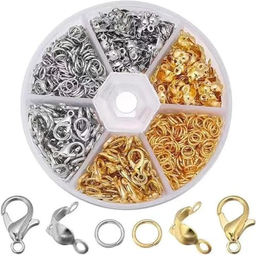 Fizzix 460pcs Lobster Clasps for Jewellery Making | Bracelet and Necklace Clasp Kit with Open Jump Rings and Clasp Closures | Durable and Easy to Use