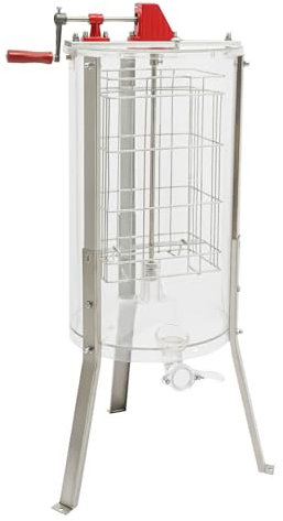 Honeycomb Spinner Honey Extractor/Manual Stainless Steel with Hand Crank Adjustable Legs Manual Electric Frame Extractor Separator, Drum Tangential Detachable Support,Transparent