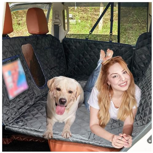 SJWJWOO Bache Voiture Chien avec Planche, Protection Latérale Et Fenêtre De Visualisation Housse pour Chien Voiture pour Toutes Les Voitures, SUV,Black