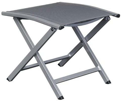 OUTLIV. Melbourne Hocker, klappbar, 50x48x45 cm, Aluminium/Textilene | Aluminium/Textilene, klappbar und platzsparend, 50x48x45 cm, bis 30 kg, Silber/Anthrazit, für Garten und Terrasse