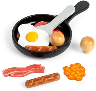 Bigjigs Toys Breakfast Fry Up Set - Wooden Food Playset For Children, Kids Cooking & Kitchen Sets, Toddler Pretend Play Accessories, Children’s Gifts, Age 12 Months +