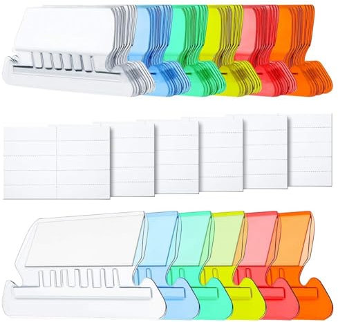 Muuoeou 120 Stk. Registerreiter und Einklebeetiketten Zur Schnellen Identifizierung Von Hängemappen, Mehrfarbige Kunststoffeinklebeetiketten