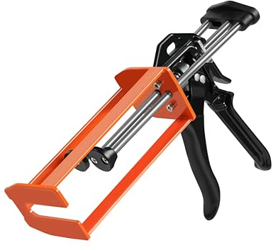 Epoxy Gun Dual Component 200ml – Manual 1:1 & 2:1 Ratio Adhesive Applicator for Epoxy, Urethane, Acrylic,High-Thrust 2-Part Adhesive Gun for Panel Bonding, Structural & Plastic Repair,Orange