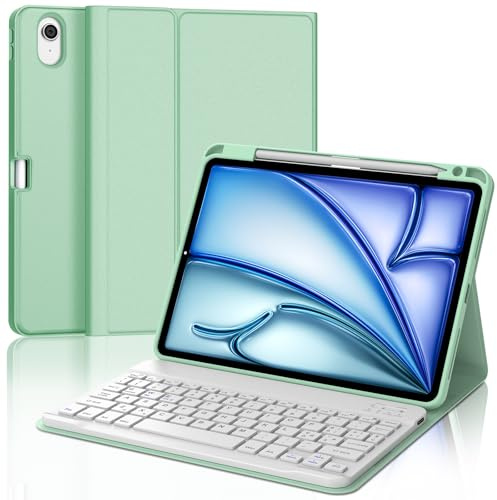 SENGBIRCH Funda con teclado para iPad Air 13 M3 2025 / Air 13 M2 2024, italiano QWERTY teclado Bluetooth magnético desmontable para iPad Air 13'' (M3) 2025/Air 13'' (M2) 2024, verde claro