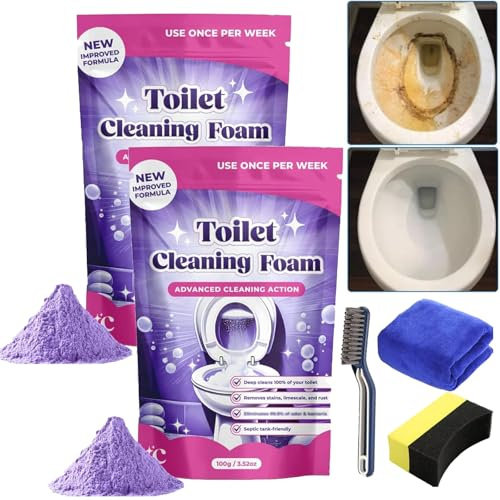 FizzClean, detergente per WC, detergente per WC FizzClean, schiuma Insta-Action Fizzclean per WC frizzante e frizzante, senza tocco, 2 sacchetti