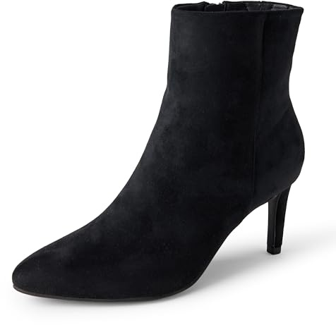 Amazon Essentials Stivaletti Eleganti alla Caviglia con Tacco a Spillo Donna, Nero Finta Scamosciato, 40 EU