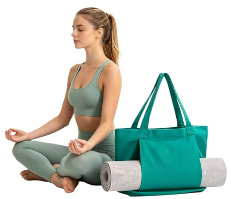 OhMill Multifunctionale Yogatasche praktische Segeltuch-Tasche leichte Yogamatte Tasche Canvas Einkaufstasche Bag Seitentasche Fitness-Tasche für Pilates Training Yoga Fitnessstudio Gymnastik