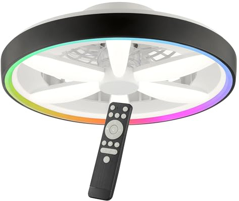 Lightbox LED Deckenlampe mit leisem Ventilator & RGB-Frame Light | Ø 48 | | LED Deckenlampe mit leisem Ventilator & RGB-Frame Light | Ø 48 | schwarze Deckenleuchte | Gaming Lampe dimmbar | per