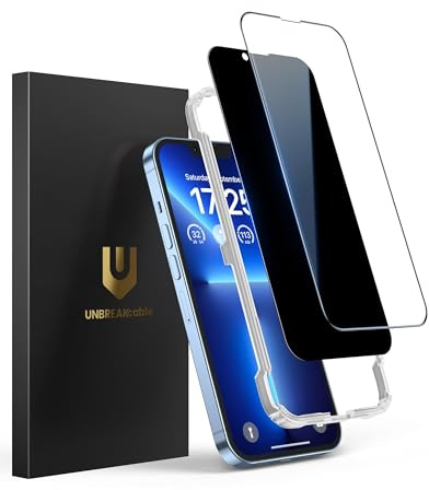 UNBREAKcable 2PCS Screen Protector for iPhone 13 Pro - 1 Privacy Tempered Glass+1 Clear Glass Double Shatterproof [Installation Frame] [9H Hardness] [Case Friendly] Anti-Scratch for iPhone 6.1 inch