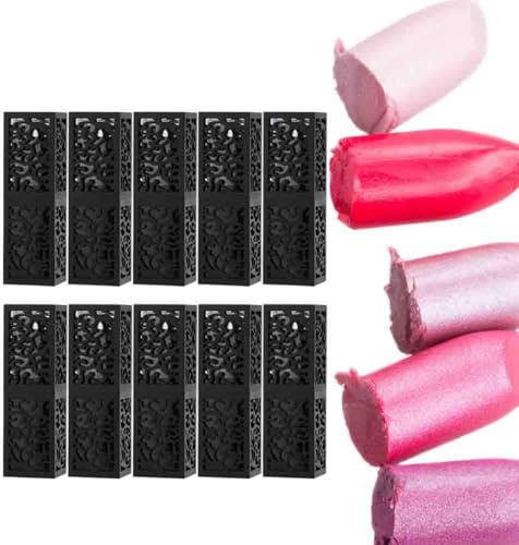 Fyearfly Leere Lippenstifthülsen 10 Stück, 12.1mm Große Öffnung zum Selbst Befüllen – Schwarzes Lochdesign, Auslaufsicherer Drehverschluss, Wiederverwendbare DIY Lipgloss Tubes