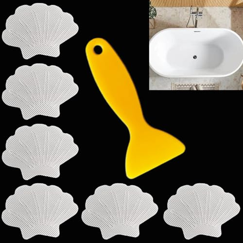 syiyunran Tapis Antidérapant De Douche Autocollant Baignoire Stickers Salle Bain - Couleur Transparente, 20 Pièces, Bande Antidérapante, avec Raclette en Plastique pour Bain, Baignoires, Douches