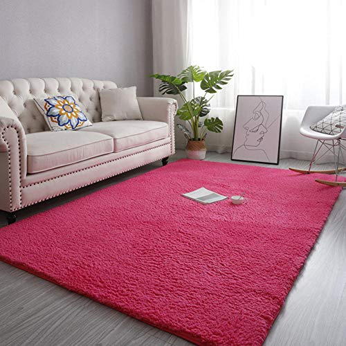 Lussuoso tappeto in peluche a pelo lungo, morbido, antiscivolo, in lana d'agnello, per camera da letto e soggiorno, 80 x 160 cm, elegante decorazione per la casa