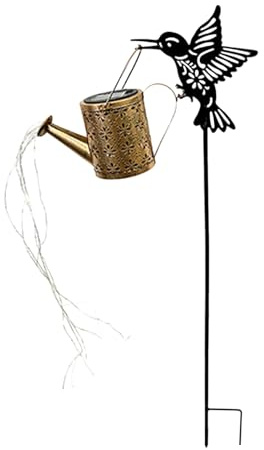 Luz solar para regadera – Luz de paisaje colgante impermeable | Luces caan de riego al aire libre | Luces solares caan de colibrí | Luces decorativas retro de ducha para mesa de jardín, patio