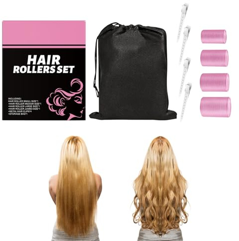 Sucritude Bigoudis | Bigoudis Auto-Adhésifs - Outil Boucle avec Pinces pour Femmes Cheveux Longs Fins Epais -Longs Courts Volume Frange Voyage