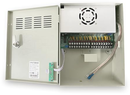 4 Channel 12V DC 3 Amp Output CCTV Distributed Power Supply Box with AC Plug and Lock for Security Cameras and DVRs (3A 4-Channel)