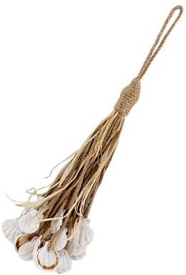 Muschelkette Hängedeko aus Naturseil, Küstenstil für Wohnzimmer und Garten | Handgefertigte Muschel Deko, Dekorative Hängeornamente für Wohnung, Party und Garten, Vintage Stil