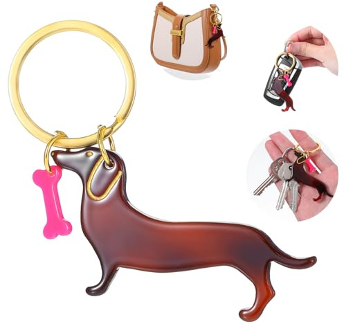 TIESOME Dackel Schlüsselanhänger, Acryl Dackel Anhänger Glücksbringer Hunde Keychain Tasche Anhänger Schlüsselbund Geschenk für Damen, Männer & Kinder