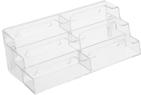 SUPVOX Porte-Cartes de Visite Transparent en Plastique Support de Bureau à 6 Compartiments Horizontaux Distributeur Professionnel pour Cartes de Visite Présentoir Multifonction pour