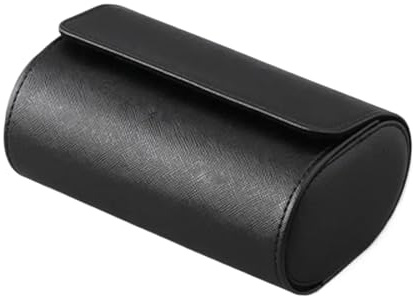 HUWOYG 2 st 1/2/3 fack klockrulle resefodral elegant bärbar vintage läderdisplay förvaringsbox med inskjutande organiserare för män kvinnor (2 spår svart)