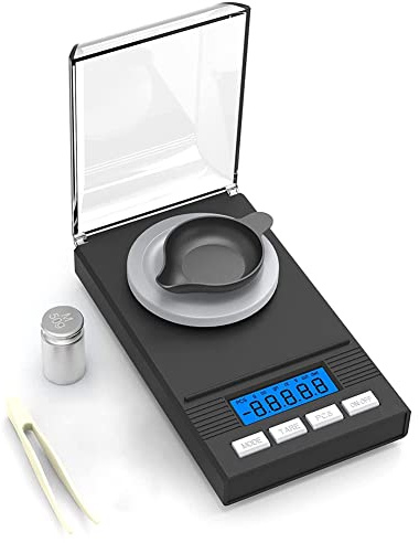 Bosiyrggrl Scala in Milligrammi 50G/0.001G, Bilancia di Precisione in Milligrammi, MG, Bilancia Tascabile, Bilancia da Laboratorio con Display LCD, Scala per Lettere