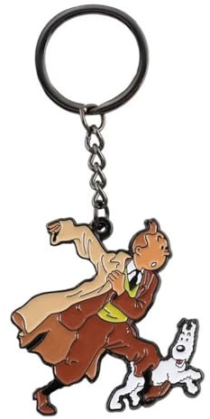 Portachiavi Tintin e Milou, in metallo, idea regalo per uomo o donna, fan del personaggio fumetto, eroe avventuriero