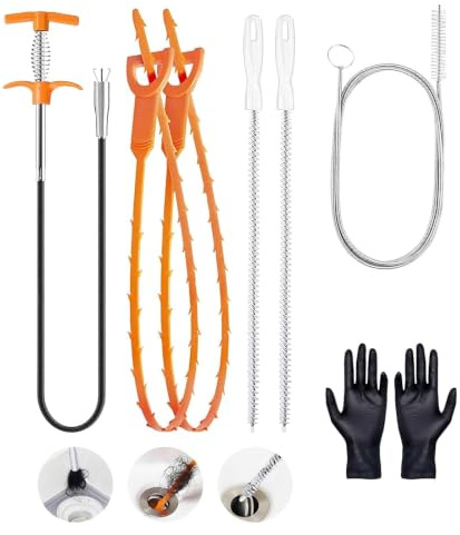 Drain Snake Hair Drain Clog Remover Tool Set, Flexible Grabber Claw Pick Up Reacher Tool, Sink Drain Cleaner for Toilet Sewer Shower Kitchen Bathroom Tub Clogged Drains Opener Cleaning Tool