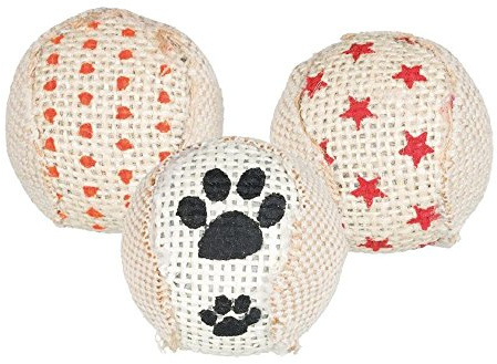 Trixie Juteball mit Rassel, Kunststoff, Ø 5 cm, 3 Stück