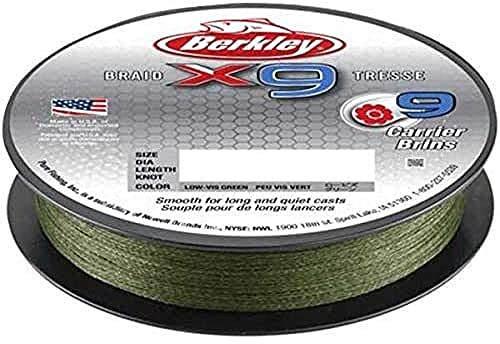 Berkley X9 Braided Fishing Line - 9 Strand Braid Line for Saltwater and Freshwater Fishing, Unisex,, Flame Green, 45.6kg| 295yd | 270m