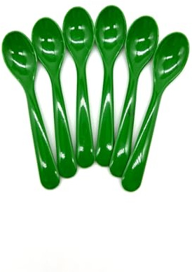 6 Stück Löffel Eierlöffel 12 cm Eislöffel Joghurtlöffel Dessertlöffel, Mehrwegbesteck, aus geprüften Kunststoff, Farbe grün