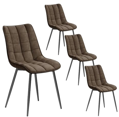 WOLTU Esszimmerstühle 4er Set, für Wohnzimmer Küche Esszimmer, Küchenstühle gepolstert mit Rückenlehne, Sitzfläche aus Kunstleder, mit Metallbeinen, bis 150 kg belastbar, Braun