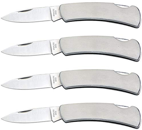 Semptec Urban Survival Technology Klappmesser: 4er-Set Edelstahl-Taschenmesser mit 75 mm Klingenlänge (Edelstahl-Messer, Camping-Taschenmesser, Angel)