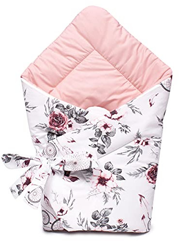 PaLulli Baby Einschlagdecke, Schlafsack, Wickeldecke für Neugeborene und Kleinkinder, Baumwolle 0-12 Monate, super weich, 75 x 75 cm (Dream pink)