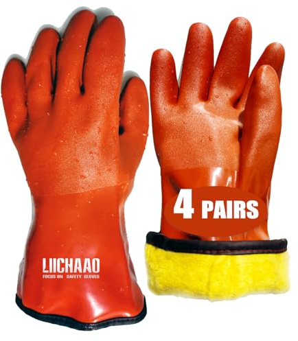 LIICHAAO (1-4Pairs Insulated&Waterproof,Chemical & Oil Resistant, Freezer Work,Warm Gloves,Non-Slip,Ultra Flexible(1 PAIR)