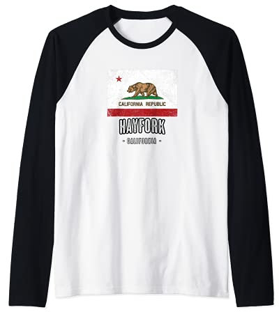 HAYFORK - California | Cali City Souvenir - CA Flag - Raglan Baseball Tee