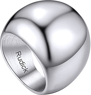 GoldChic Benutzerdefinierter Schlichter polierter Siegelring mit Namen/Wunsch Gravur 23.5mm Edelstahl Dünne Stapelbarer Kuppelring Schmal Freundschaftsringe Partnerring Ringgröße 62.1（19.8） in Silber