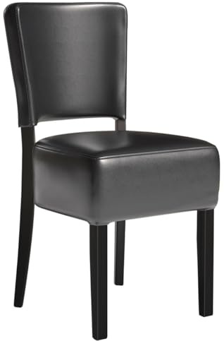 GGMMÖBEL 2-er Set Luca Steel | Bistrostuhl | Schwarz | Leder | Gestell: Stahl/Schwarz | Sitzhöhe: 49cm | Tragfähigkeit: 250kg