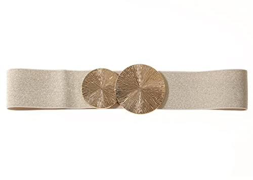 Gunsound Damen Elastische gürtel, 5 cm Breiter Stretch Gürtel Taillengürtel für Kleid Jeans Hosen (Gold+Gold Schnalle, Für Taillenweite 68cm-90cm)