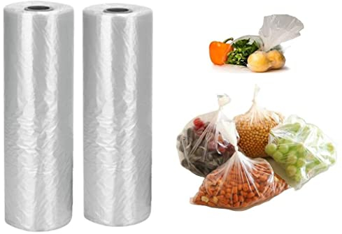 HOT BARGAINS Clear Food Storage Bags 14 x 9 Inch 1000 Count HDPE Polythene Bags on Roll Pack of 2