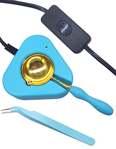 Wax Seal Warmer Wax Seal Kit with Spoon and Tweezers, Great Tool for Melting Sealing Beads (Electric Wax Seal Warmer)