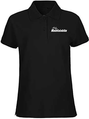 Huuraa Damen Polo Shirt Mountain Bike Fahrrad Geschenk Größe XS Black Bio Baumwolle Fairtrade Mountain Bike Mode