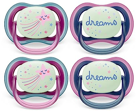 Philips Avent Ultra Air Schnuller 6-18m, Falling Star/Dreams, Nighttime, 4er Pack SCF376/09
