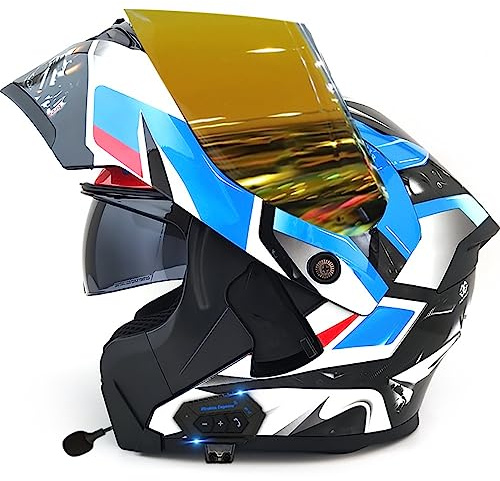 Letetexi Built In Bluetooth Flip Up Motorcycle Helmets Dual Tinted Sun Visor Modular Motorcycle Street Helmet for men women Casco para Motocicleta Motorcycle Full Face Helmet Chin Strap 3XL