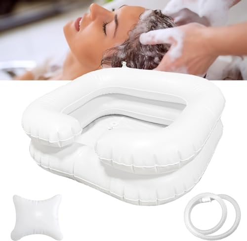 TZEKING Lavabo à Cheveux Gonflable,Bassin Gonflable pour Laver,Bac à shampoing gonflable,Système de douche de chevet,Grande vasque gonflable,Portable Lavabo Gonflable,Cheveux avec Tube de Drainage