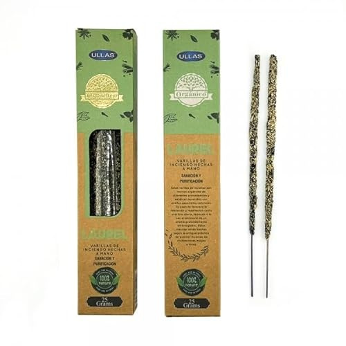Incienso Orgánico de Laurel - ULLAS - Hecho a Mano - 25gr - Hecho en India - 100% Natural