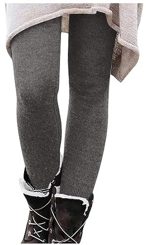 KONG JIMFAN Thermo Leggins Fahrradhose Strumpfhosen Damen Grosse Grössen Hose Reithose Damen Winter Tight Und Warm Inner Set Fleece Gefütterte Leggings Bauchweg Unterhose Damen(#1 Gray,XL)