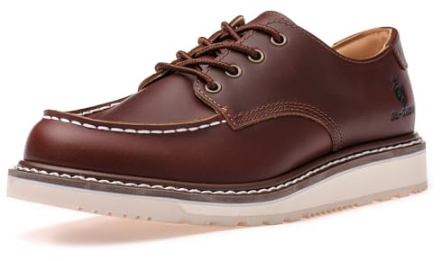 SL-Saint Handgefertigte Herren Soft Moc Toe Lace Up Stylish Stiefel Classic Genuine Good Year-Welted Top Cowhide Schuhe (Braun, Erwachsene, Herren, 41, Numerisch, EU Schuhgrößensystem, Breit)